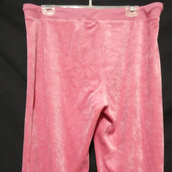 BCBG MAX AZRIA | large | Y2K Extremely Soft Pink Velour Pants | Sequin Letters - Picture 13 of 16